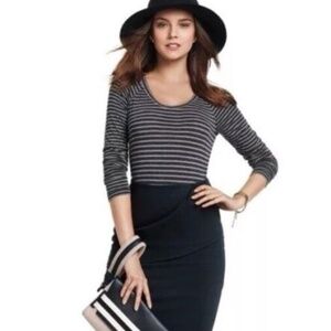 CAbi 3053 Blair Tee Grey/Taupe Stripe Sz S